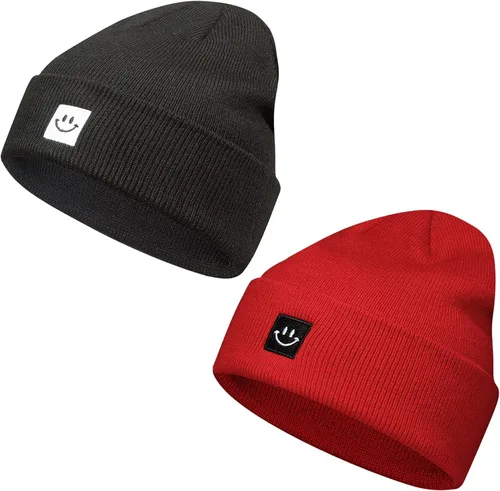 Vista 2 de Paladoo Gorro de punto para hombre y mujer, paquete de 2