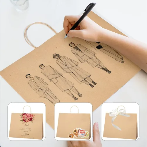 Vista 8 de METRONIC Gift Bags with Handles,16x6x12 Recyclable Brown Paper Bags 50Pcs Marrón