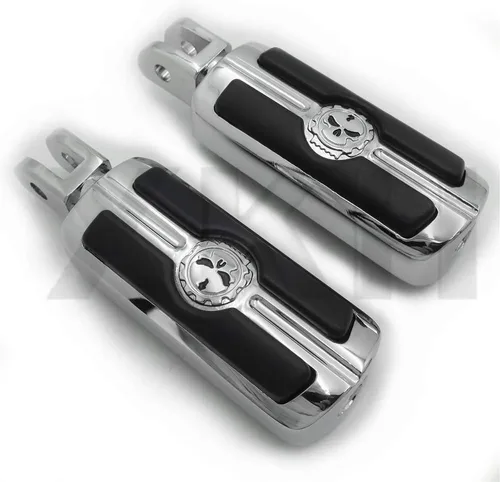 Vista 6 de SMT- Estriberas cromadas de calavera compatibles con Harley 2018 y posteriores FXBB FXBR FXBRS FXLR 2019 Street Bob [B07P5H6Z2M] Cromo 1