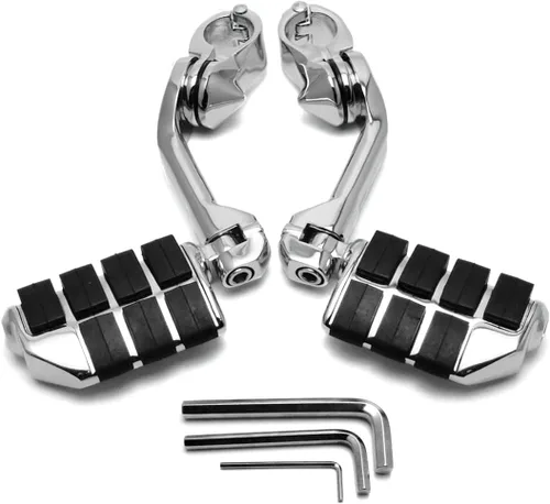 Vista 11 de TCT-MOTORPARTS Estriberas de pie de carretera de montaje largo para Harley Electra Glide, todo con protectores de motor de 1-1/4 pulgadas 1.25 Negro