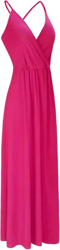 Vista 4 de II ININ - Vestido informal para mujer, veraniego, con cuello en V profundo, estampado floral o unicolor, vestido largo con abertura, para fiesta
