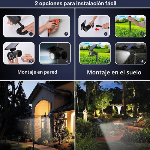 Vista 5 de Luces solares con sensor de movimiento al aire libre 2000LM, luces de seguridad de inundación IP67, luces puntuales impermeables para patio, garaje