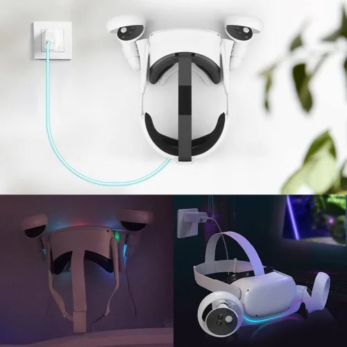 Vista 5 de Vakdon Base de carga compatible con OculusMeta Quest 2, estación de carga para auriculares VR, soporte de carga de alta velocidad para Quest 2