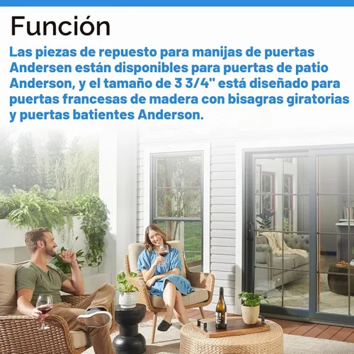 Vista 7 de 3-3/4 "Eje de manija de puerta para puerta de patio Andersen Frenchwood