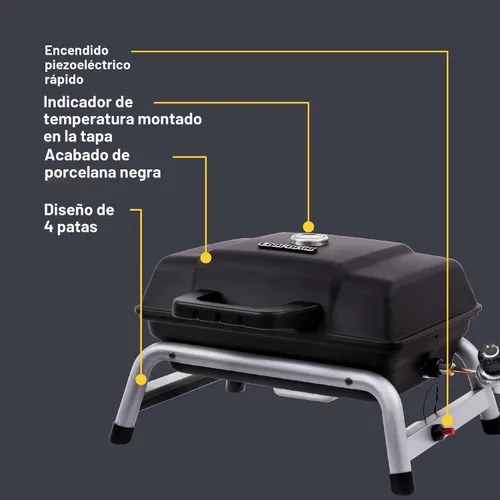 Vista 5 de Parrilla de gas propano portátil Charbroil de 1 quemador, negra – 17402049