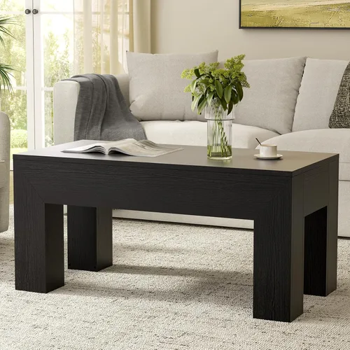 Vista 3 de FABATO Mesa auxiliar elevable de 41.7 pulgadas, mesa auxiliar rectangular de madera con almacenamiento oculto, mesa central grande de altura