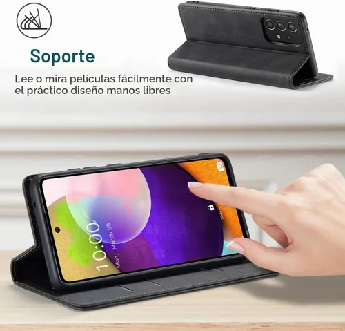 Vista 5 de Funda tipo cartera para Samsung Galaxy A52 5G con bloqueo RFID, color negro