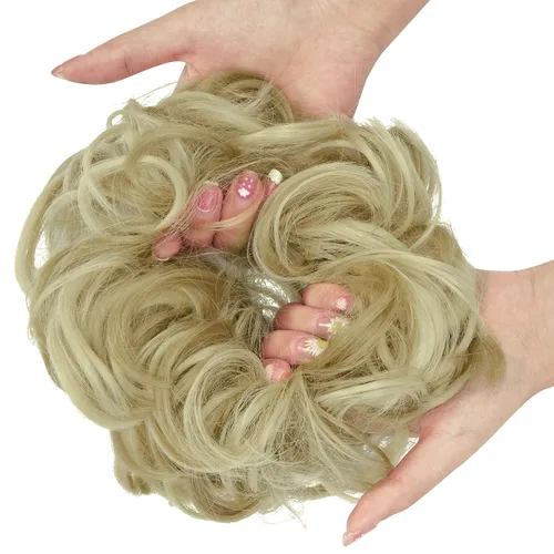 Vista 14 de OMGREAT Extensiones de cabello de moño desordenado, rizado, ondulado, recogido, sintético, para coleta, accesorios para el cabello para mujeres