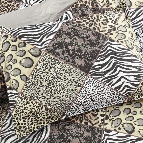Vista 3 de WPM - Edredón de 2 piezas con estampado de animales y funda de almohada, ropa de cama tamaño individual, diseño de leopardo, cebra, jirafa, selva