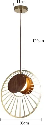 Vista 8 de Arte de madera de granja, decoración retro, ajustable, lámpara colgante de disco hueco, rústico, para cocina, isla de comedor, sala de estar