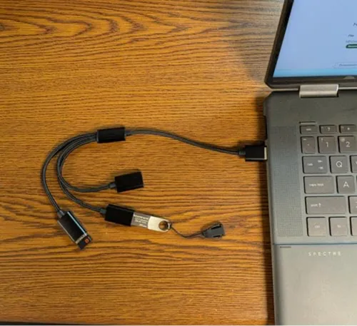 Vista 2 de Divisor USB de 1 entrada y 3 salidas, adaptador divisor USB A, USB 2.0 actualizado 2026 macho a 3 hembras, cable concentrador de extensión Y