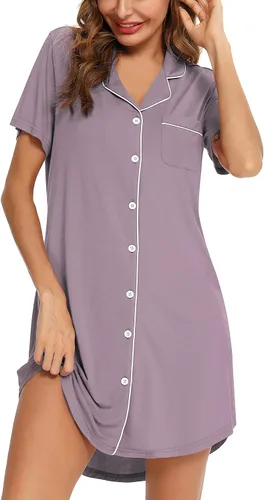 Vista 4 de Leikar Camisa de Dormir de Maternidad para Mujer con Mangas Largas, Pijama de Lactancia