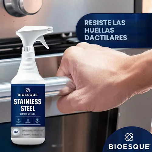 Vista 4 de Bioesque Limpiador y esmalte de acero inoxidable, resistente, no abrasivo, 32 onzas líquidas (paquete de 1)