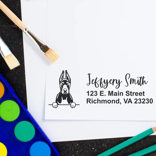 Vista 11 de American Bulldog Stamp Duo, Custom Return Address for Dog Lovers, Personalized Mail Mark for Letters and Cards