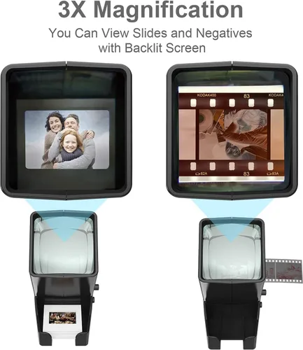 Vista 2 de DIGITNOW! Visor de diapositivas y película de 35mm, magnificación de 3X LED iluminado con visualización, USB alimentado/operación con batería