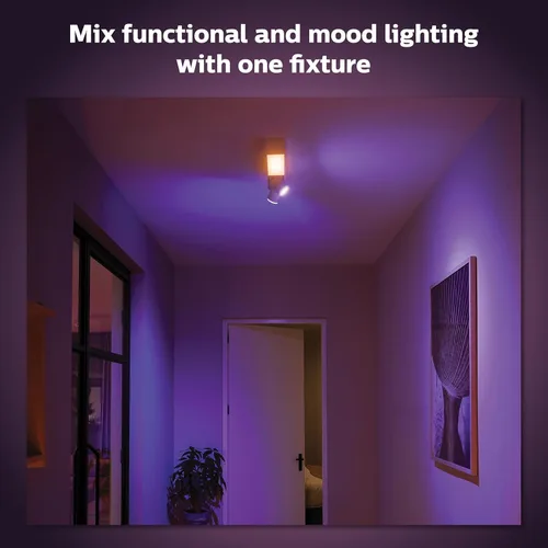 Vista 5 de Philips Hue Centris - Foco de techo LED inteligente, blanco, luz que cambia de color y ambiente de color, 2 luces, control con aplicación, funciona