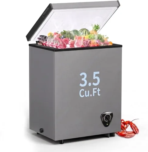 Vista 9 de LifePlus Congelador de 4,2 pies cúbicos - Congelador compacto profundo con enfriamiento rápido de 7 ajustes de temperatura, polea conveniente Negro