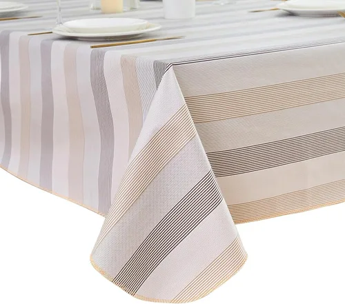 Vista 26 de LIBERECOO Mantel de vinilo resistente con reverso de franela, mantel de plástico impermeable a prueba de aceite, resistente a las manchas, lavable