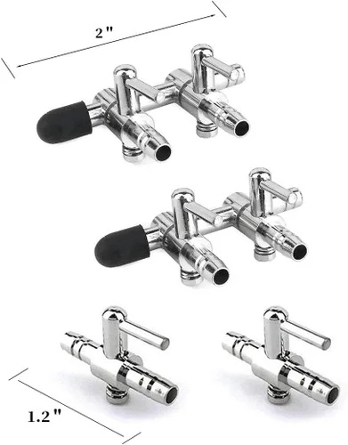 Vista 2 de 2 piezas de 1 vía y 2 piezas de control de flujo de aire de 2 vías de control de flujo de aire distribuidor divisor de bomba de aire para acuario, 4