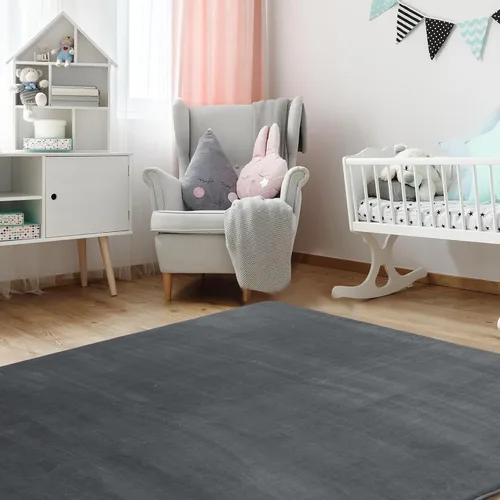 Vista 4 de BALAPET Tapete de juego de espuma viscoelástica gruesa de 74 x 50 pulgadas para corralito, tapete portátil de terciopelo súper suave para niños Gris