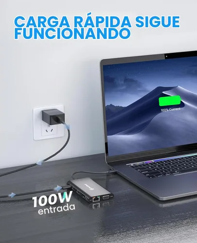 Vista 4 de UtechSmart Estación de Acoplamiento para Laptop con Triple Monitor USB-C - Muelle de 11-en-1 con 2 HDMI, VGA, PD3.0, Ranura para Tarjeta SD/TF, 4