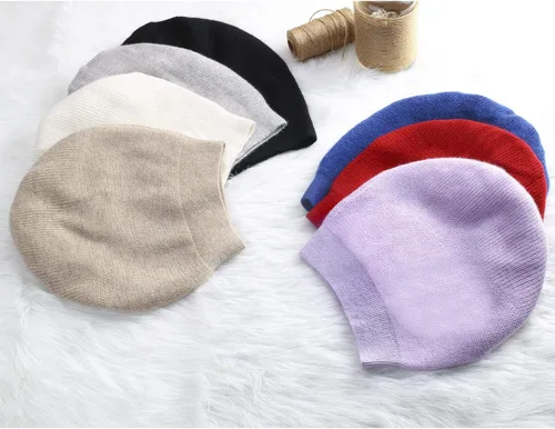 Vista 6 de WaySoft Gorro de cachemira 100% para mujer en una caja de regalo, gorro de gran tamaño para mujer