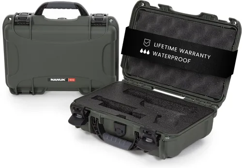 Vista 9 de NANUK Hard Case with Custom Foam Insert for Glock, IP67 Waterproof & Crushproof, Rugged Construction for Ultimate Protection, Made in Canada Canela