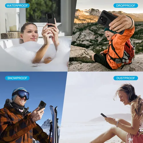 Vista 8 de Lanhiem Funda para iPhone 13 Pro Max, IP68 impermeable a prueba de polvo a prueba de golpes con protector de pantalla, cubierta frontal y trasera