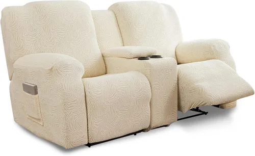 Vista 10 de Funda para Sillón Reclinable de 4 Piezas Elástica, Funda Deslizable de Sofá, Cubierta de Sofá para Sofá Reclinable de 1 Asiento, Protector