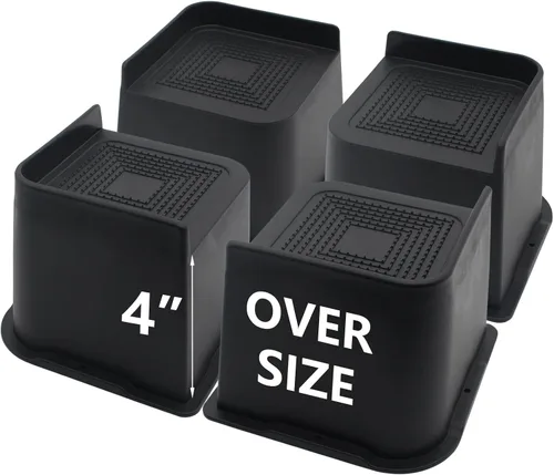 Vista 34 de Paquete de 4 elevadores de cama de 1 pulgada, elevadores de muebles de 2 pulgadas, negros, elevadores de cama resistentes para mesa, sofá, silla