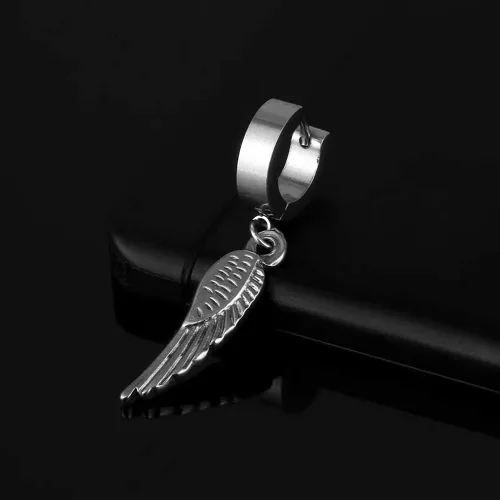 Vista 5 de Aretes de aro unisex punk hip hop, acero inoxidable, plateado, negro, dorado, bloqueo de trueno, rayo, perno colgante, regalo para mujeres, hombres