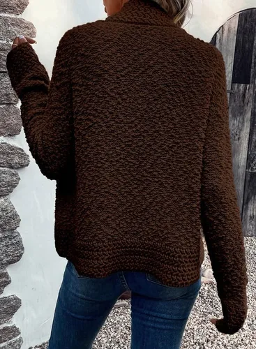 Vista 4 de Dokotoo Cárdigan de punto grueso de manga larga para mujer, estilo casual, abierto al frente, a la moda 2025, abrigos para exteriores