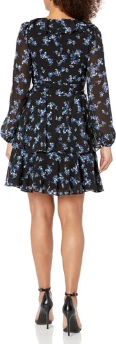 Vista 2 de Karl Lagerfeld Paris Women's Printed Ruffle Chiffon Dress