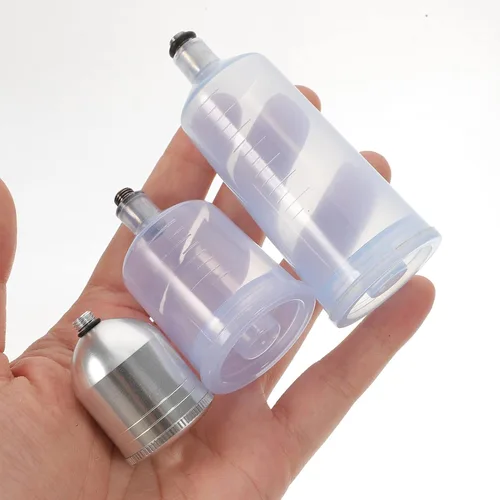 Vista 7 de Luxshiny Dispensador de olla de repuesto para aerógrafo, contenedor transparente, jarra para uñas, botella de aerógrafo para uñas, botellas