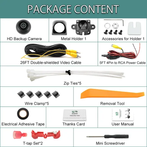 Vista 3 de GreenYi AHD 720P Cámara trasera inversa para automóvil, SUV, RV, remolque, cámper, camioneta, camioneta, camioneta, carcasa de metal, lente de ojo