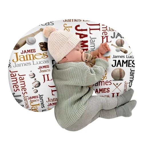Vista 26 de Funda de almohada de lactancia para bebé, con nombre personalizado, tema de golf, en forma de U, para alimentación con biberón, funda de almohada