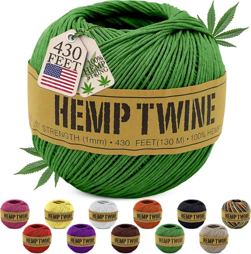 Vista 17 de Cordel de cáñamo para jardinería - Cordel para manualidades - Cuerda de cáñamo orgánico natural para hacer joyería - Cordón fuerte y duradero