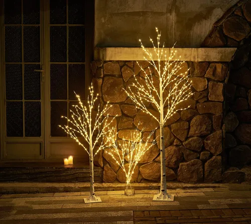 Vista 7 de LITBLOOM Árbol de abedul iluminado con ramas enchufables con 8 funciones, de 4 pies, 200 luces LED blancas cálidas y multicolor para decoración