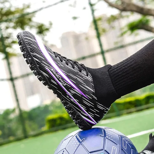 Vista 5 de UYO Tacos de fútbol para hombre, zapatos de fútbol AGFG High-Tops con cordones antideslizantes