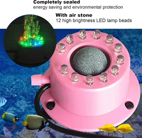 Vista 7 de Luz LED de burbuja para peces Multicolor Durable Air Bubbler Ventosa Ahorro de energía Luz de acuario