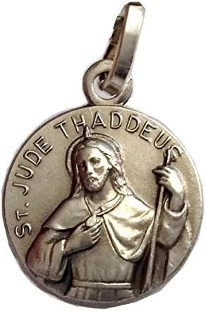 Vista 3 de Medalla del apóstol de San Judas Tadeo con cadena, Plata esterlina, No es una piedra preciosa