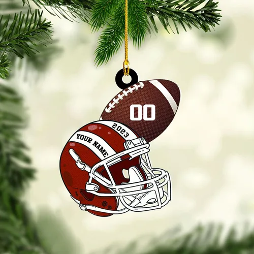 Vista 13 de Adornos de fútbol de Navidad personalizados, adornos de fútbol 2025 para árbol de Navidad, decoraciones navideñas acrílicas, adorno de jugador