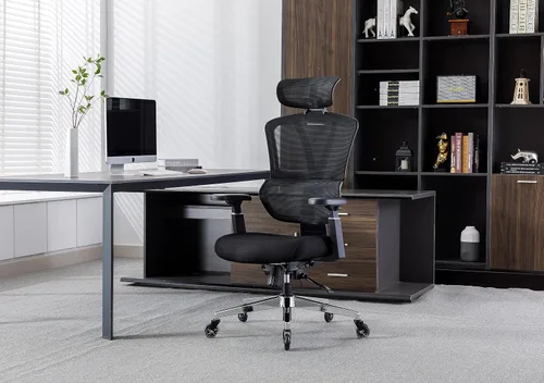 Vista 2 de Silla ergonómica de oficina con respaldo alto Ruedas de hoja rodante Silla de malla para ejecutivos, asistentes a la oficina, trabajo desde