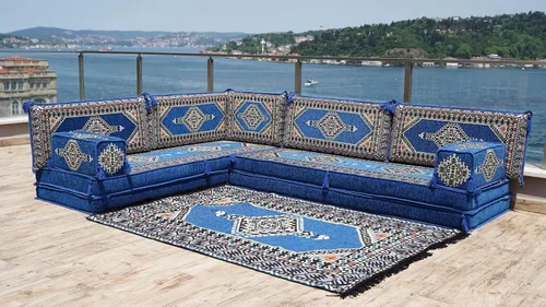 Vista 3 de arabicsofa Sofás seccionales en forma de L de 8 pulgadas de grosor – Juego de sofá tradicional Jalsa para suelo, asientos modulares árabes Majlis