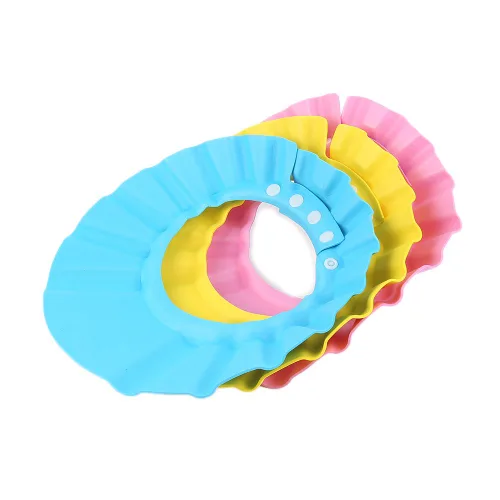 Vista 2 de Gorro de baño con protección de baño con champú y visera ajustable para niños pequeños, bebés, niños, juego de 3