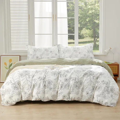 Vista 48 de SAPHREAS Juego de Funda de Edredón de Flores Rosas 2 piezas Algodón Estilo Jardín Campanilla Floral Ropa de Cama Juego de Funda de Edredón 100%