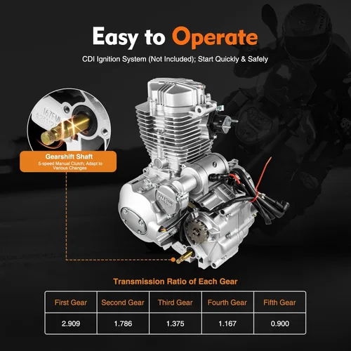 Vista 8 de Motor vertical de 4 tiempos de 200cc/250cc, motor de ATV CG250 de cilindro único con sistema de refrigeración por aire, kit de motor de transmisión