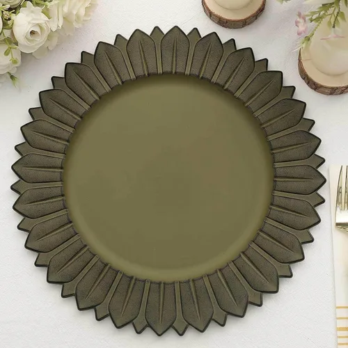 Vista 11 de Efavormart Paquete de 6 Platos Cargadores de Cena de Plástico de Girasol Amarillo Mostaza Mate de 13", Bandejas Redondas Desechables para Servir