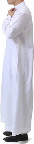 Vista 5 de Bata de manga larga de Thobe Jubba Dishdasha para hombre, vestido musulmán Ramadán, ropa islámica de Oriente Medio