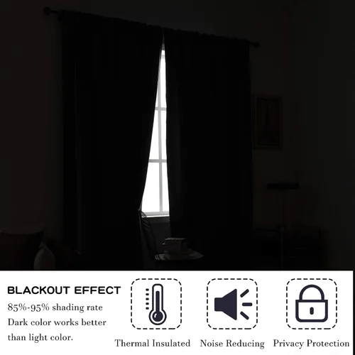 Vista 5 de DUALIFE Cortinas opacas de 45 pulgadas de largo, 2 paneles para ventanas pequeñas de dormitorio, aislamiento térmico, bolsillo para barra, cortinas